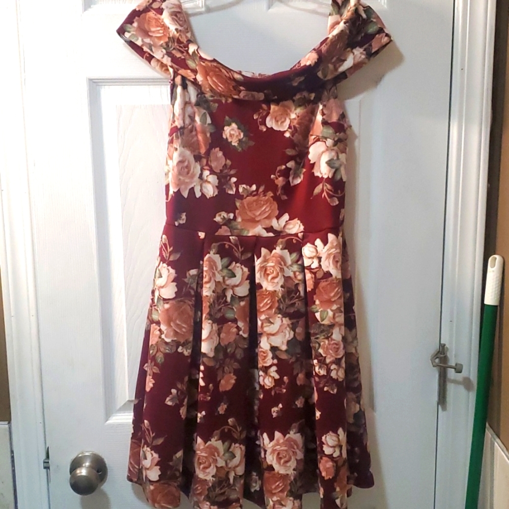 Dark red floral dress